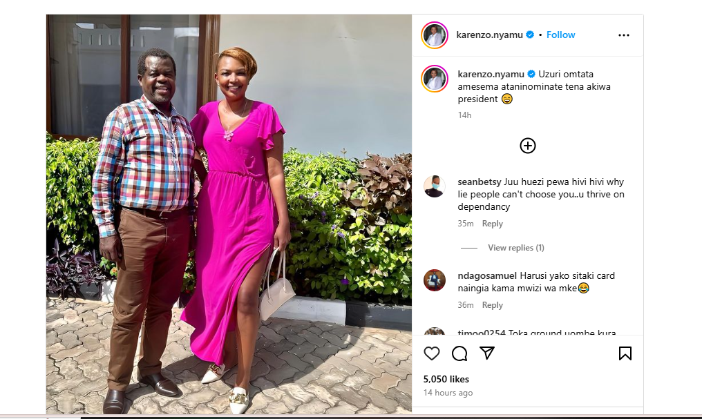 Karen Nyamu Sparks Political Buzz with Okiya Omtatah Photo