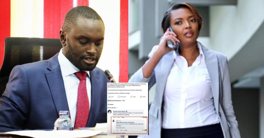 Senators Kaba Methu and Karen Nyamu Spark Hilarious Online Feud Over KUTRH CEO Change